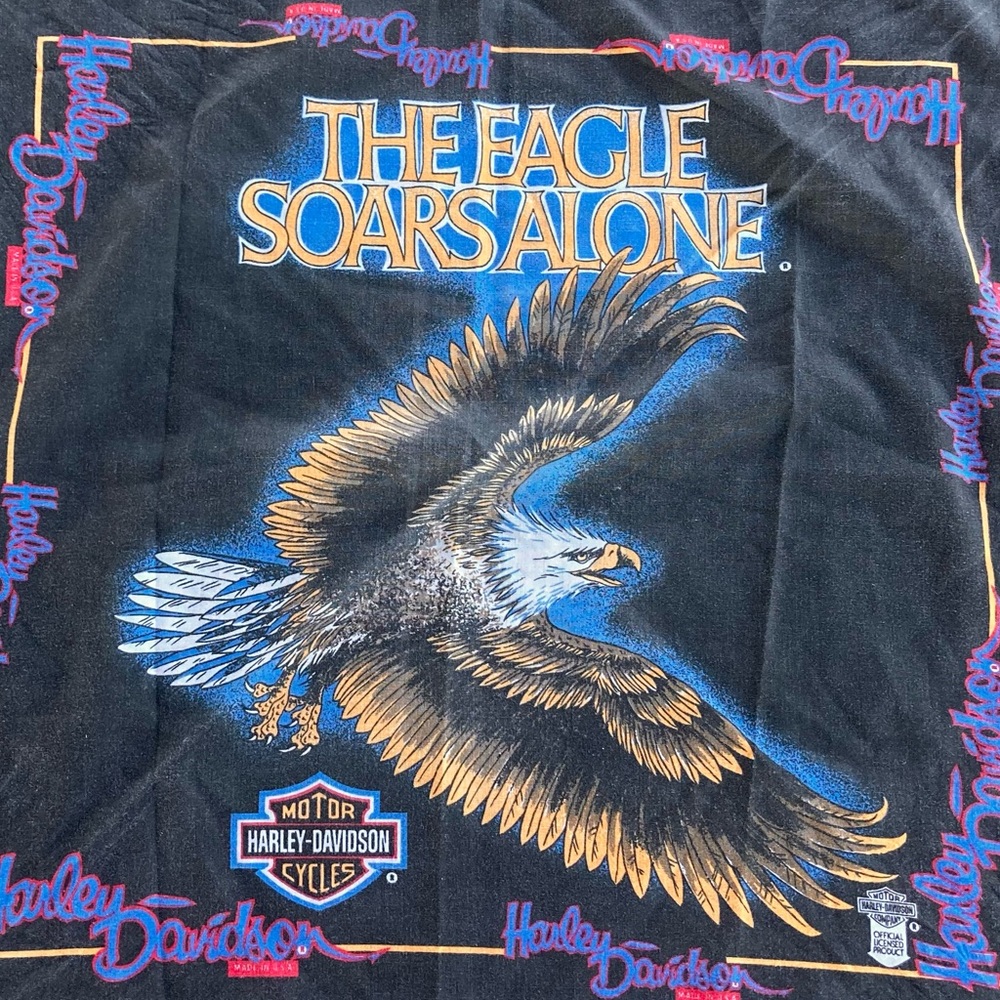 Vintage 80s 90s Harley-Davidson Motorcycles The Eagle Soars Alone Bandana